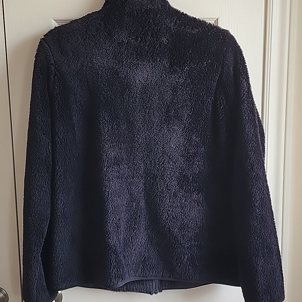 Uniqlo Black Sherpa Fleece Zip-Up Jacket Cozy Teddy Full Zip Coat XL - Picture 4 of 5